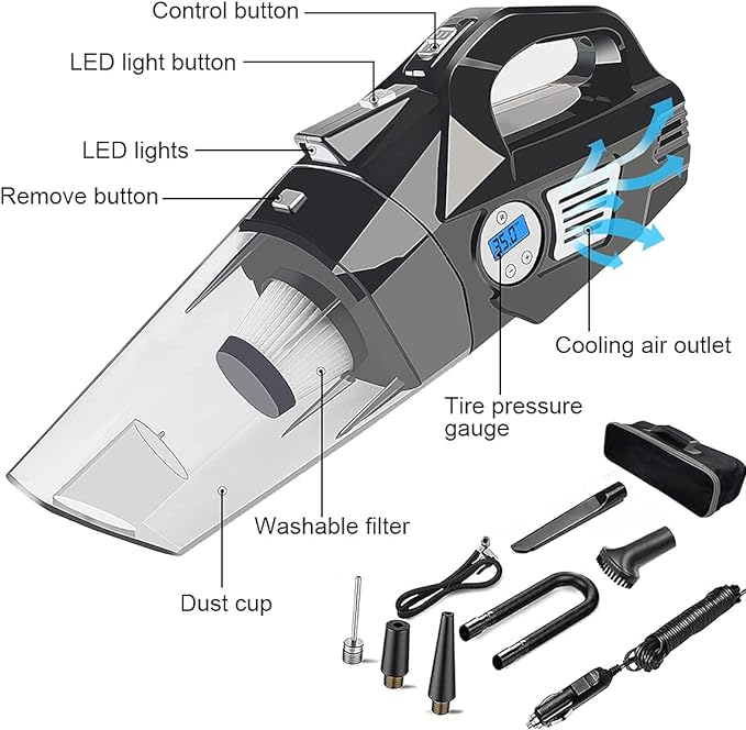 Buy 1 Get 1 Free 4-in-1 Car Tire Inflator Vacuum Cleaner