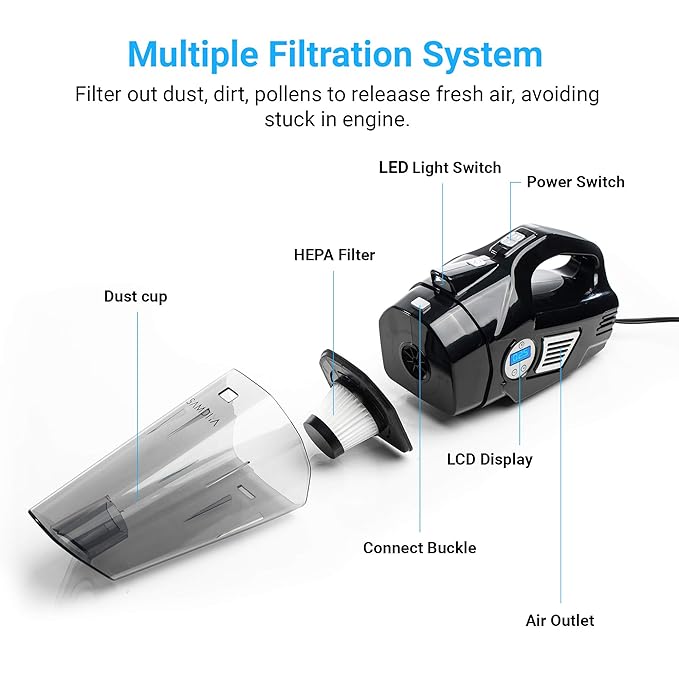 Buy 1 Get 1 Free 4-in-1 Car Tire Inflator Vacuum Cleaner