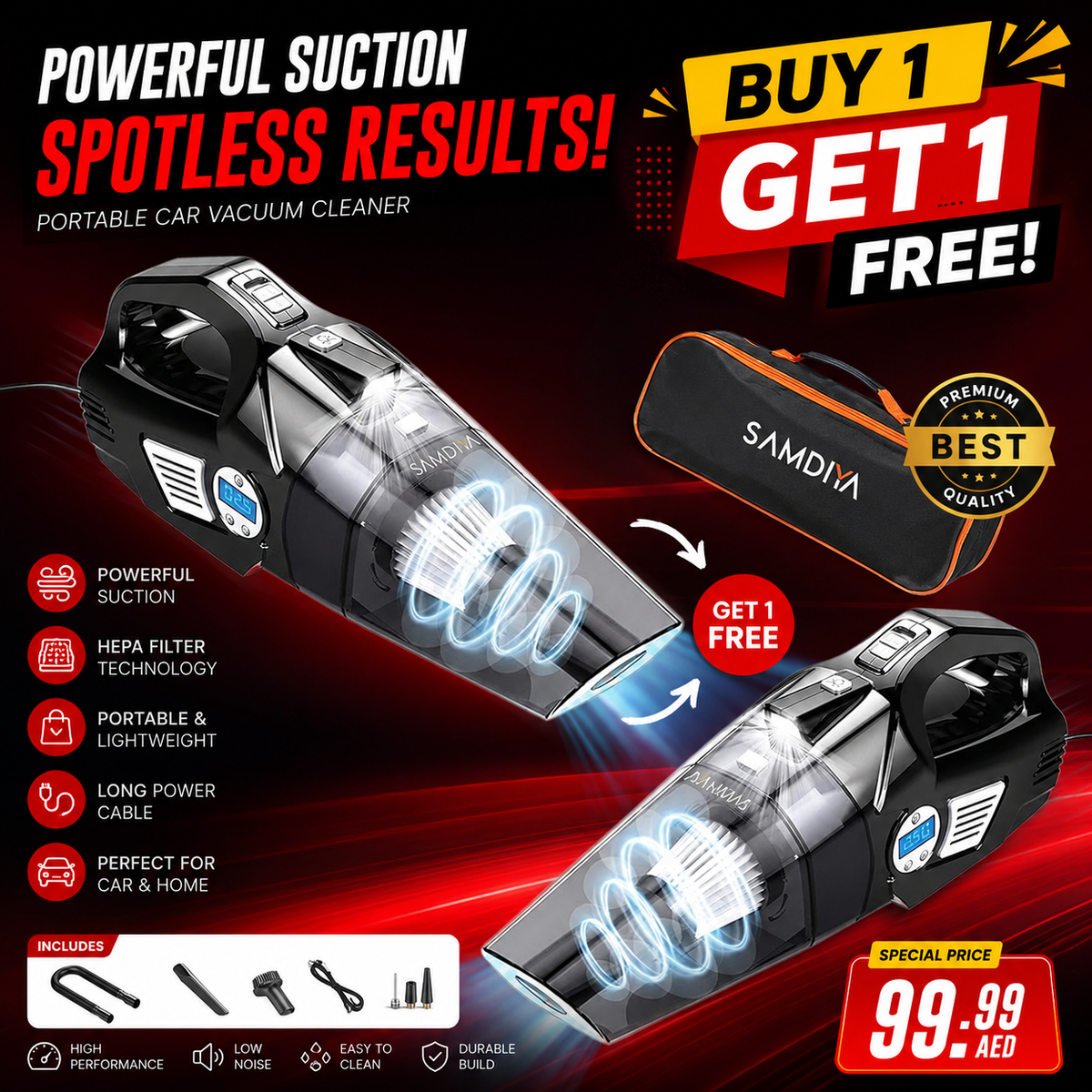 Buy 1 Get 1 Free 4-in-1 Car Tire Inflator Vacuum Cleaner