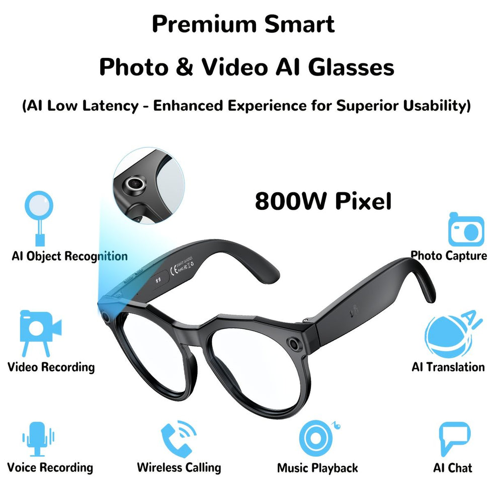 Original Meta Ai Smart Wireless Bluetooth Glasses with (Speaker & Camera )